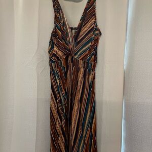 SHEIN Brown Striped Midi Dress